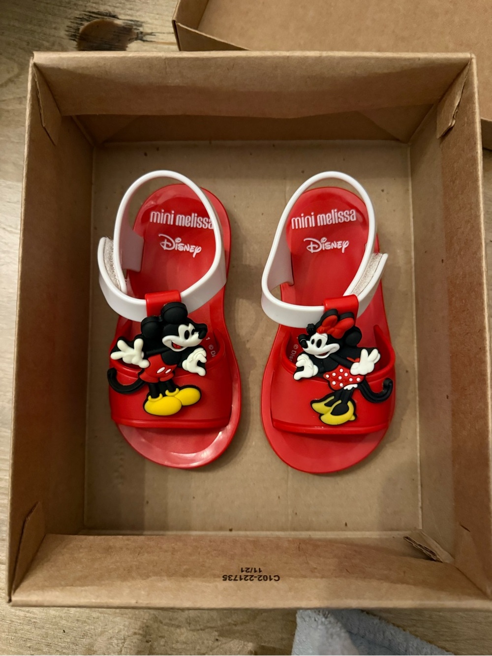 Mini Melissa Red and White Mickey & Minnie Kids Sandals